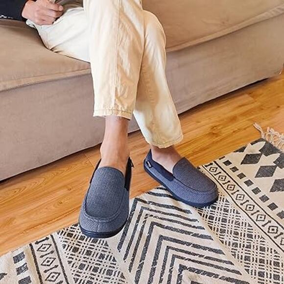 New HomeTop Mens 11 Denim Blue Memory Foam Non Slip Machine Washable Slippers - Picture 6 of 6